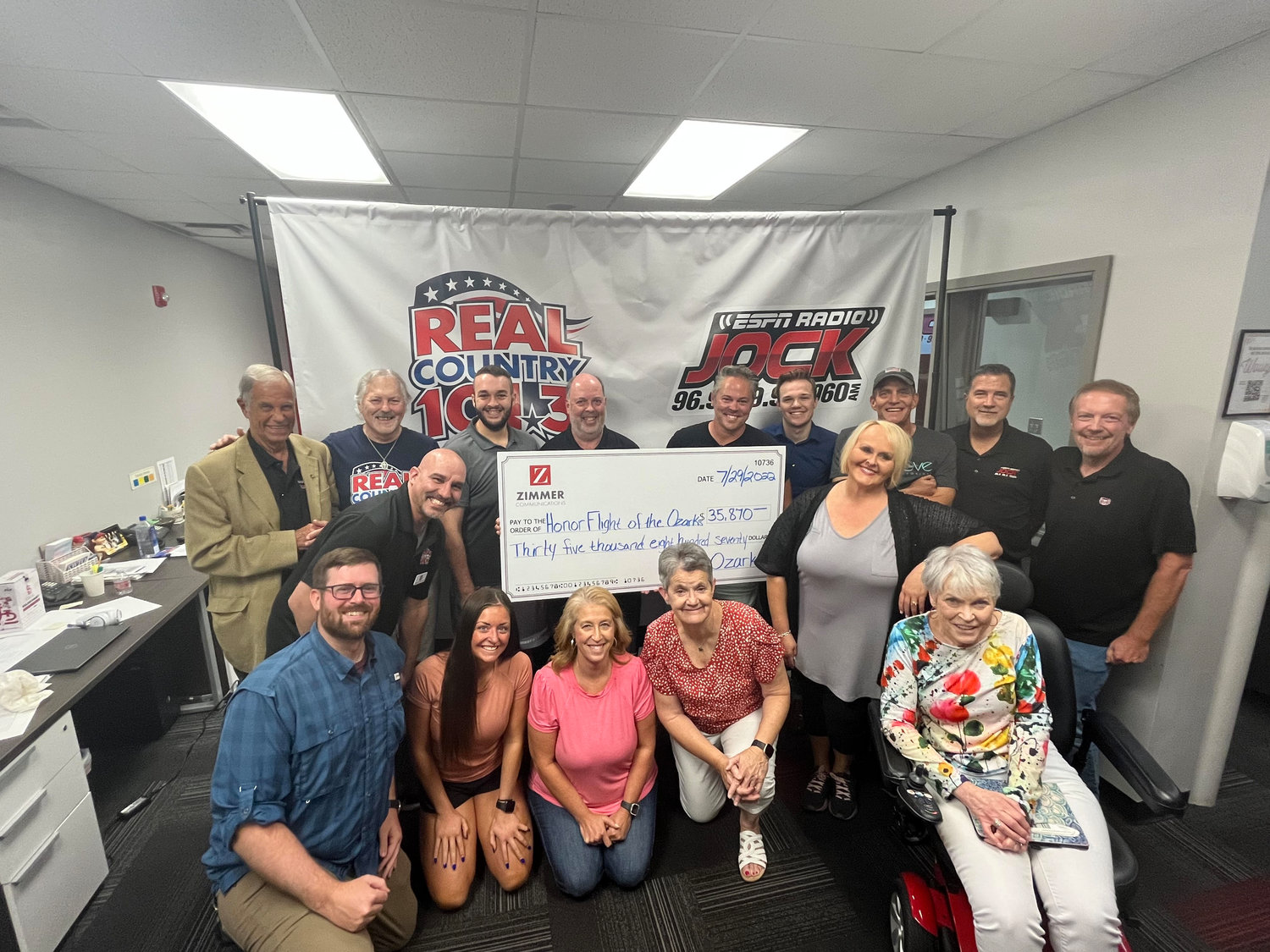 Zimmer staff in Springfield hosted a radiothon that raised $35,870 for Honor Flight of the Ozarks.